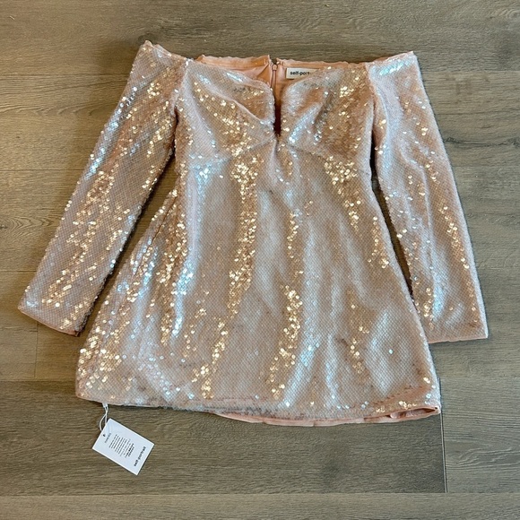 Self Portrait Sequin Off Shoulder Mini Dress NWT - Picture 5 of 8